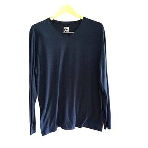 32 DEGREES HEAT- MENS NAVY V-NECK LONG SLEEVE WARM T-SHIRT SIZE LARGE